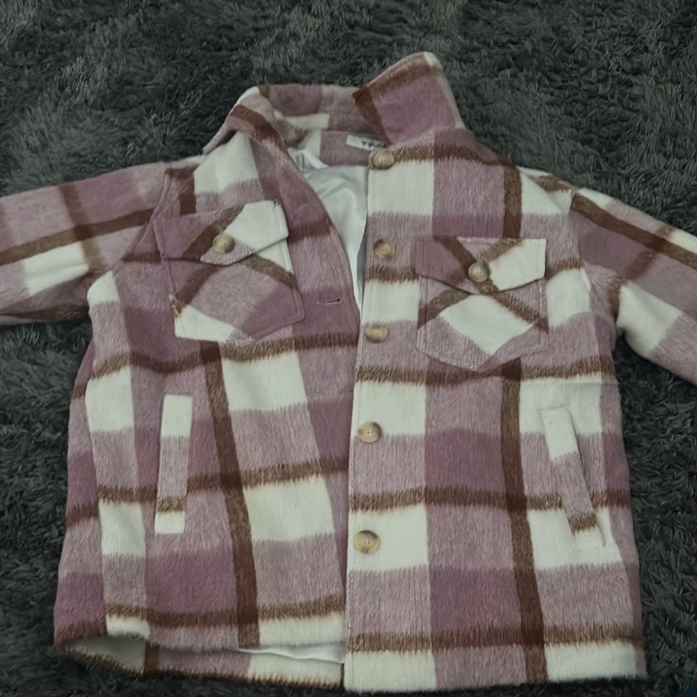 Plaid Kids Jacket in Pink and Brown